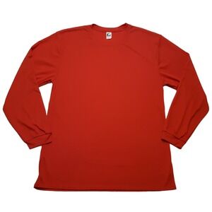 C2 Sport Shirt Mens Large Red Long Sleeve Athletic‎ Polyester Layering Piece